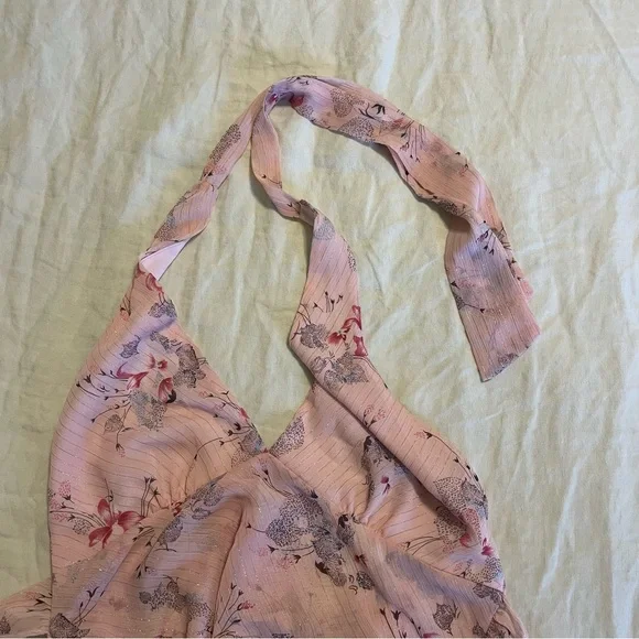 Y2K Forever 21 Floral Halter Tie Pink Top Women’s Medium - Picture 9 of 9